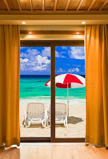 istock Hotel room and beach landscape 177273246
