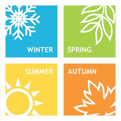A set of season icon vector illustration. Four season on isolated background. Winter, spring, autumn, summer sign concept.
