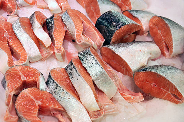 istock Fresh salmon steaks in the shop 177273391