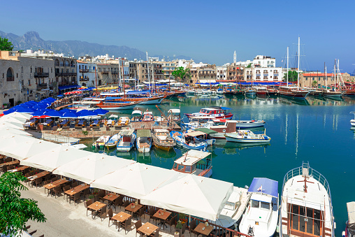 Boats in the harbour at Kyrenia on the northern coast of Cyprus.