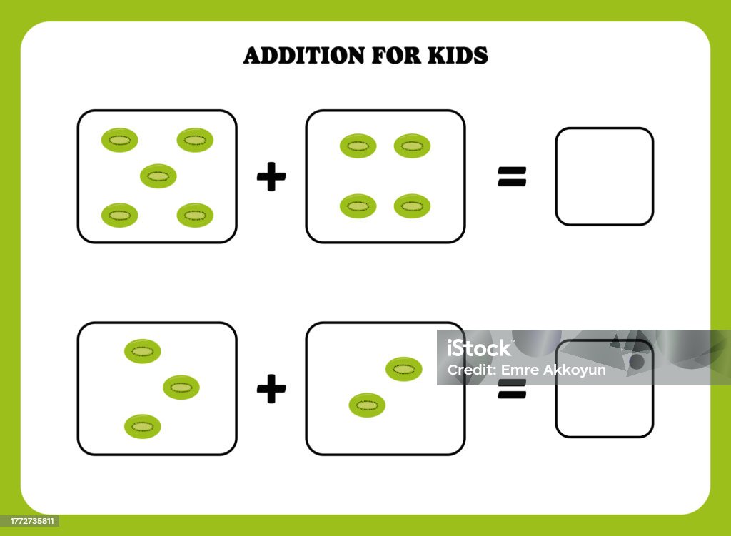 Adddition Math Images Addition Page For Kids Educational Math Game For Children Stock ...