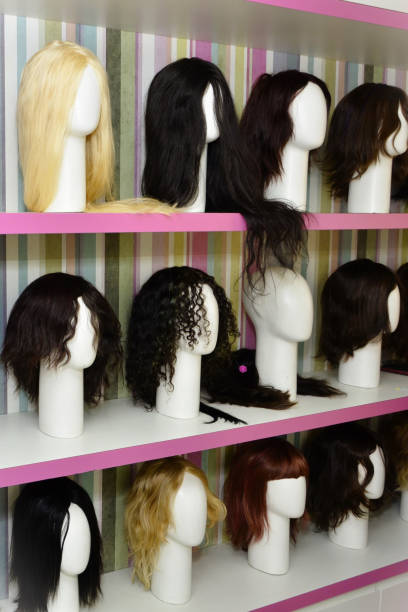 istock Several wigs displayed on the mannequin on the shelf 1772757097