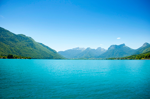 Landscape vie of Lake Annecy in french region Haute Savoie in Alps