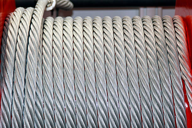 Cable wire Winch coil with metal cable wire winch cable stock pictures, royalty-free photos & images