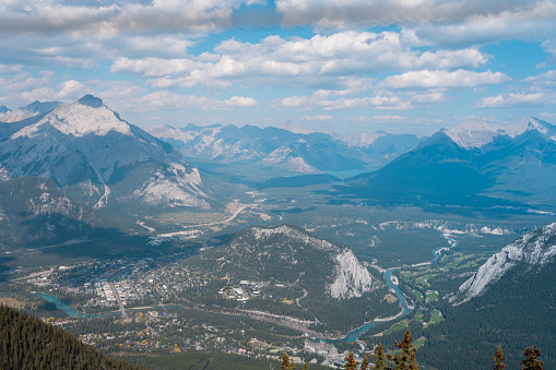 View of town of Banff from the Banff gondolas