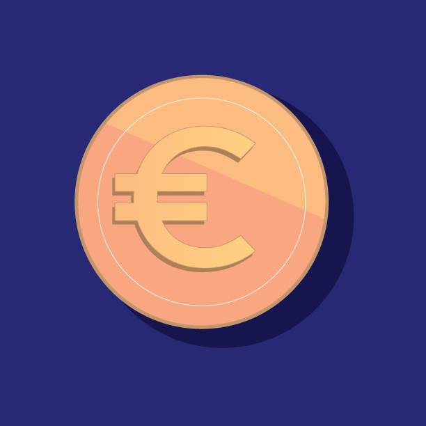 Euro coin. Flat design icon Euro Symbol, Coin, European Union Coin, Currency, Vector background of a euro coins stock illustrations