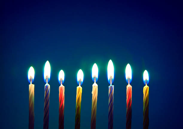 istock Image of eight birthday candles over blue background 177280052