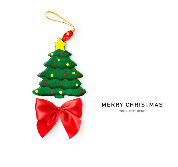 istock Christmas tree and red ribbon bow decoration isolated on white background 1772804490