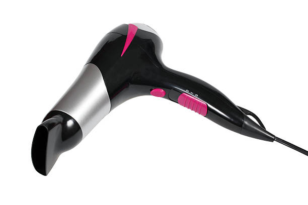 asciugacapelli - hair dryer single object plastic black foto e immagini stock