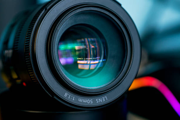 istock Macro camera lens,Photo Camera or Video lens close-up on black background DSLR objective 1772806822