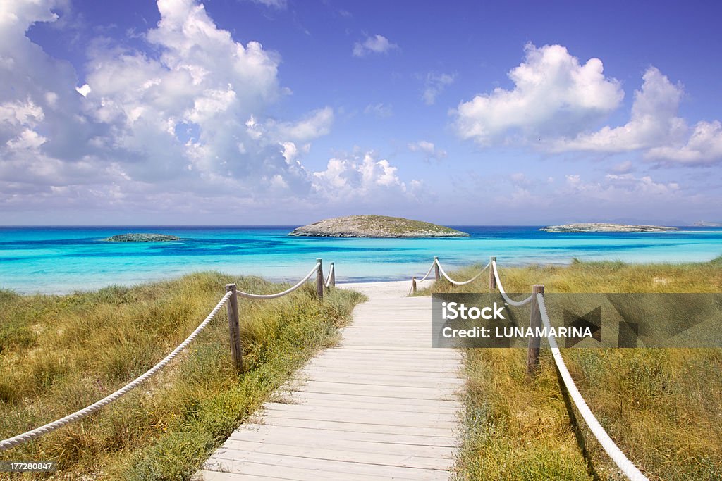 beach way to Illetas paradise in Formentera near Ibiza beach way to Illetas paradise beach in Formentera Balearic islands Formentera Island Stock Photo