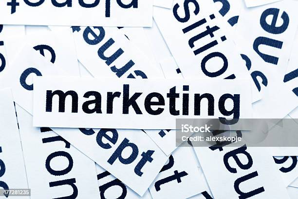 Marketing Word Cloud Stock Photo - Download Image Now - Blue, Business, Close-up