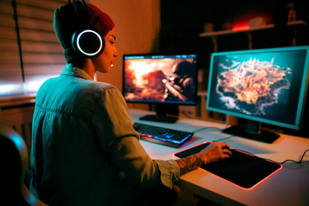istock Unrecognizable young Caucasian female gamer playing strategy video games on computer 1772813038