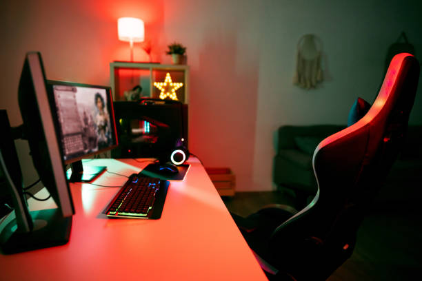 istock Modern computer set up, with the video game on the device screen 1772816763