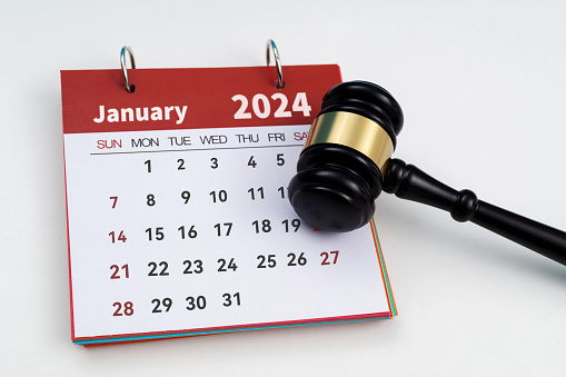 2024 calendar with gavel on with table