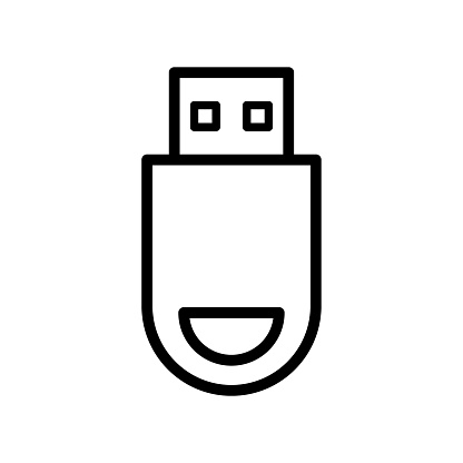 Flash drive icon. Outline, flash drive, flash drive icon, data storage. Vector icon