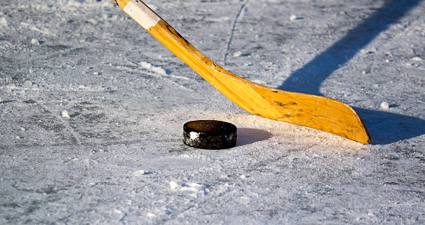 istock hockey stick and puck on the ice 177283062