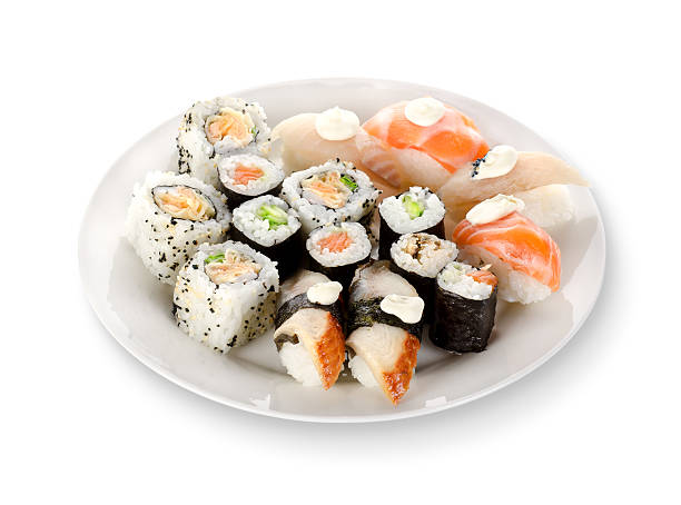 istock Sushi and rolls in a plate 177283560