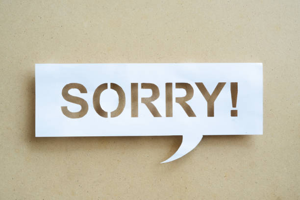 istock Sorry word on bubble text paper cut style 1772835706