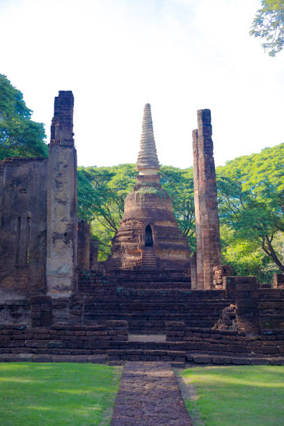 Old thai temple and stupa in Sukothai historical park in Phitsanulok province. One of several temples near to Ramnarong gate