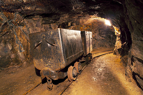 istock Mine Shaft with railway track and cart 177284005