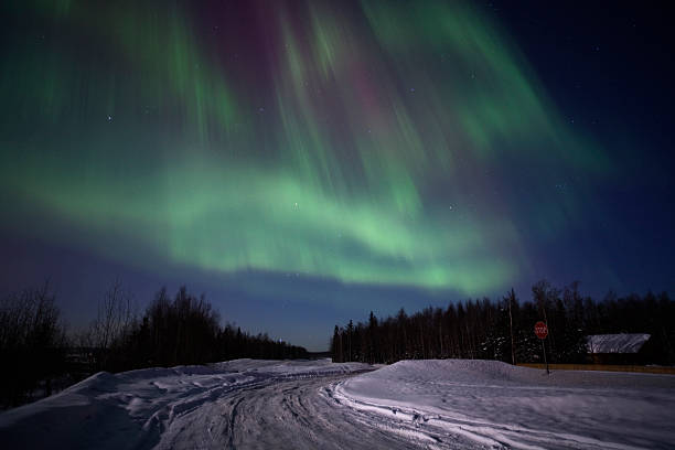 強力なマルチカラーの光の表示 - star shape sky star aurora borealis ストックフォトと画像
