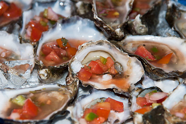 Fresh Oysters on the Half Shell stock photo