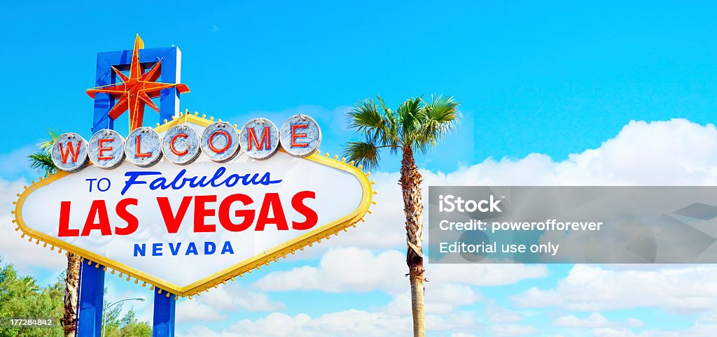 Bienvenue au superbe panneau vue panoramique sur Las Vegas - Photo de Las Vegas libre de droits