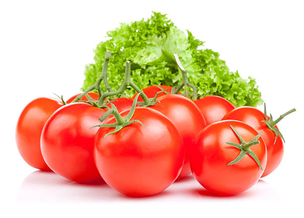 istock Fresh red tomatoes and lettuce Isolated on white background 177284940