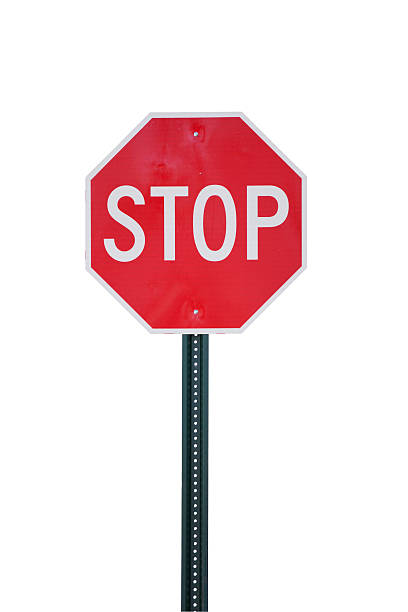 stop-schild, isoliert auf weiss - stoppschild stock-fotos und bilder