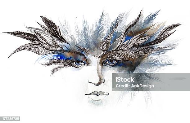 Feathers Around Eyes Stock Illustration - Download Image Now - Adult, Beautiful People, Beauty