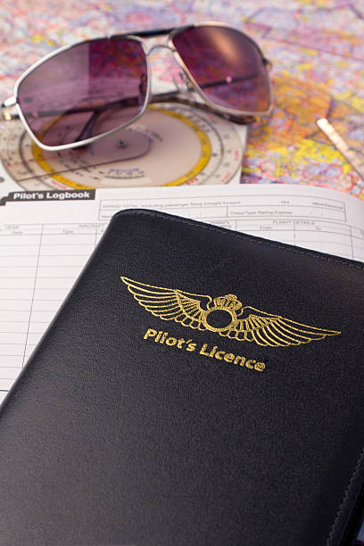 istock Private pilots licence, logbook, map and sunglasses 177287094