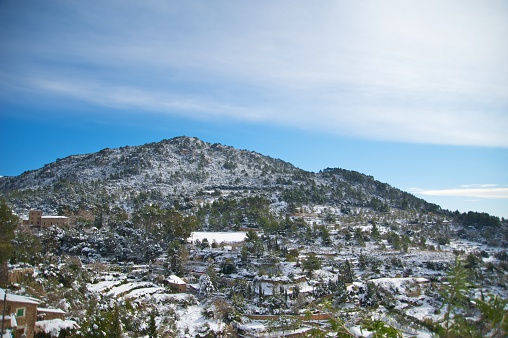 In this picture you can see a panoramic view of Valldemossa, a beautiful town in the heart of Majorca. This picture was taken after a big snowy day. It's very unusual to see snow in Majorca