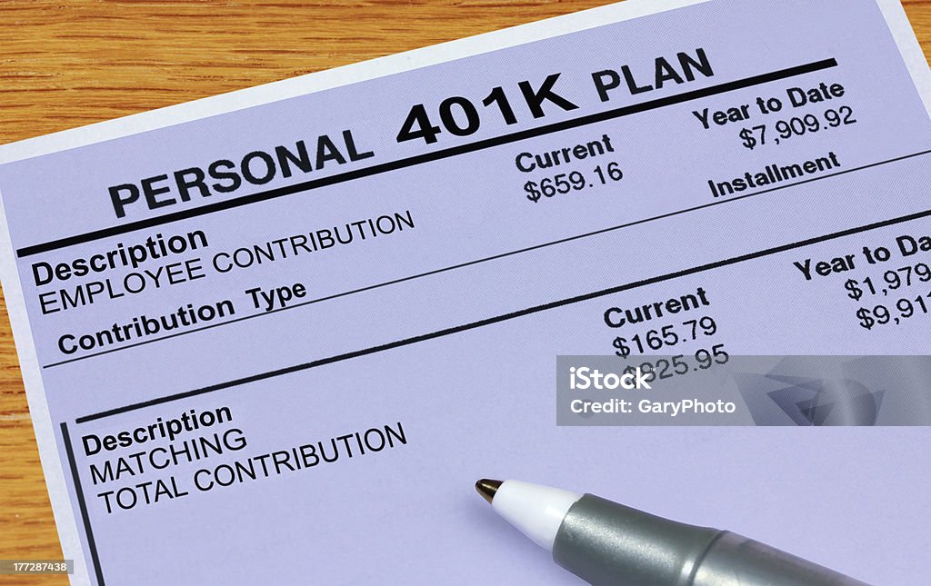 Plan declaración Personal 401 K - Foto de stock de 401k - Palabra en inglés libre de derechos