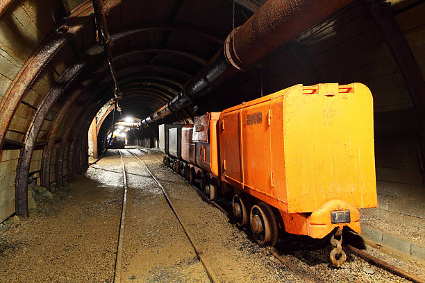 istock Tunnel with mining train in gold silver and copper mine 177287552