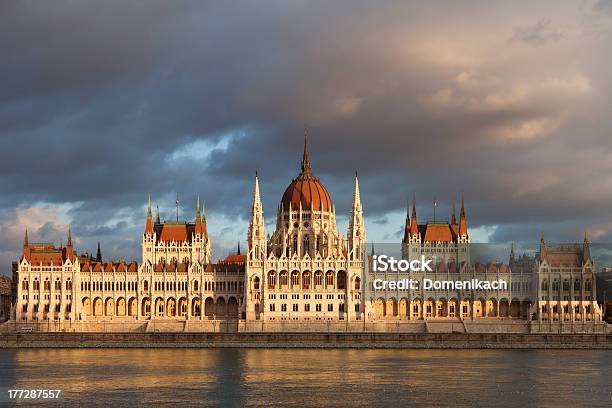 Hungarian Parliament On Sunset Budapest Stock Photo - Download Image Now - Architecture, Budapest, Capital Cities