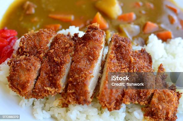 Japonês Curry Arroz Com Carne De Porco Costeleta - Fotografias de stock e mais imagens de Almoço - Almoço, Arroz - Alimento Básico, Batata frita - Batatas Preparadas