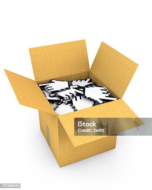 Foto de Box Cheia De Mão Cursors e mais fotos de stock de Aberto - Aberto, Branco, Caixa - Recipiente