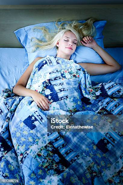 Woman Sleeping In Bed At Night Stock Photo - Download Image Now - Adult, Adults Only, Beautiful People