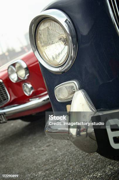 Front Headlight Of A Classic Italian Car Stock Photo - Download Image Now - Bumper, Car, Chrome