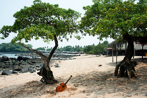 Einsam Gitarre zu spielen, die – Foto