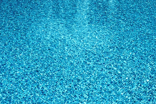 Blue Swimming pool water waves with palm leaf shade - Summer background