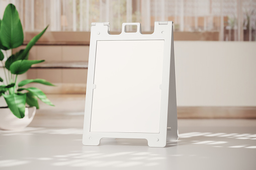 Blank A-Frame sidewalk sign mockup. 3D rendering