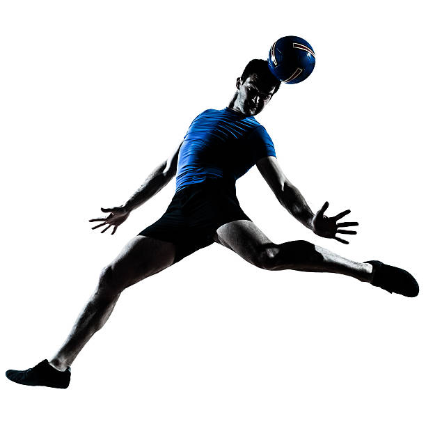 istock Man jumping to perform soccer move with their head 177293193