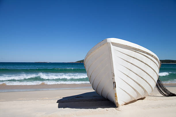 White Fishing Boat stock photo