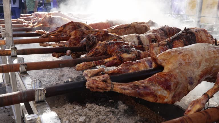 Cevirme. Lamb on spit roasting at a traditional local festival