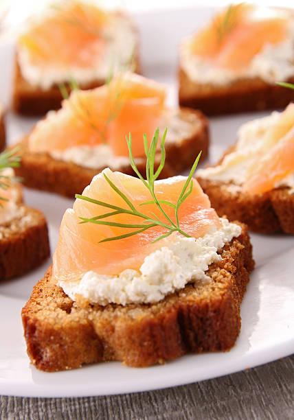 istock appetizer, gingerbread with cream and salmon 177294619