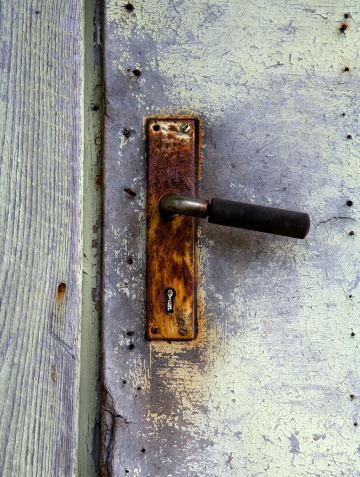 Rusty Doorknob on a vintage Door