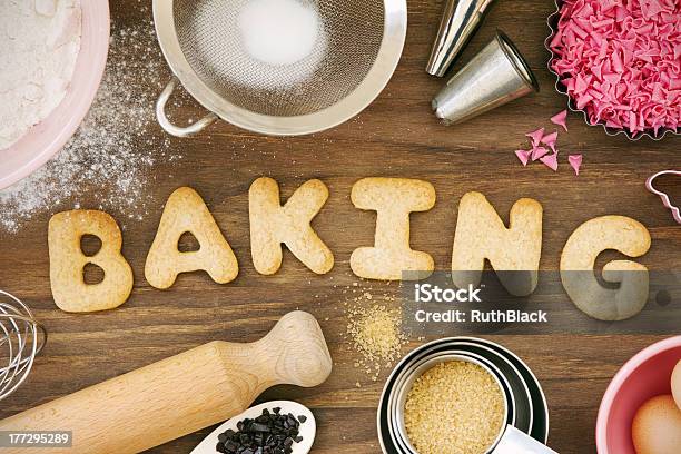Baking Cookies Stock Photo - Download Image Now - Baked, Brown Background, Colored Background