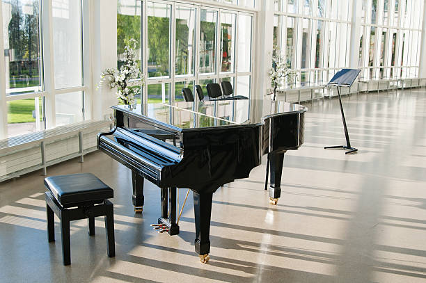 Grand piano in the hall Grand piano in the hall shined by the sun conservatory education building stock pictures, royalty-free photos & images